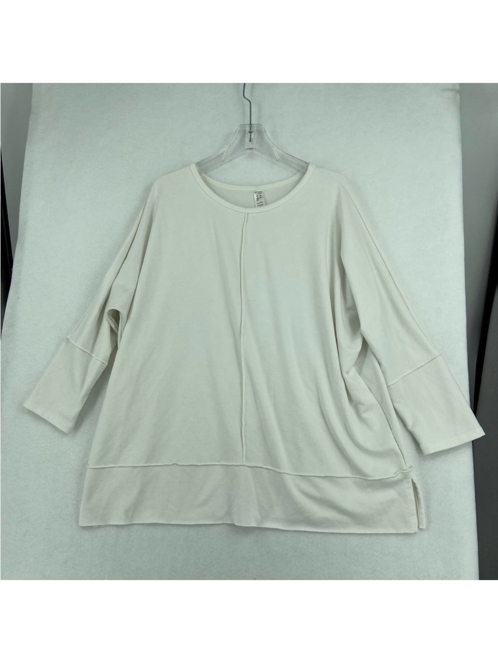 Spanx Boxy Pullover Stretch Knit Tunic Top Sweatshirt Drop Shoulder White XL
